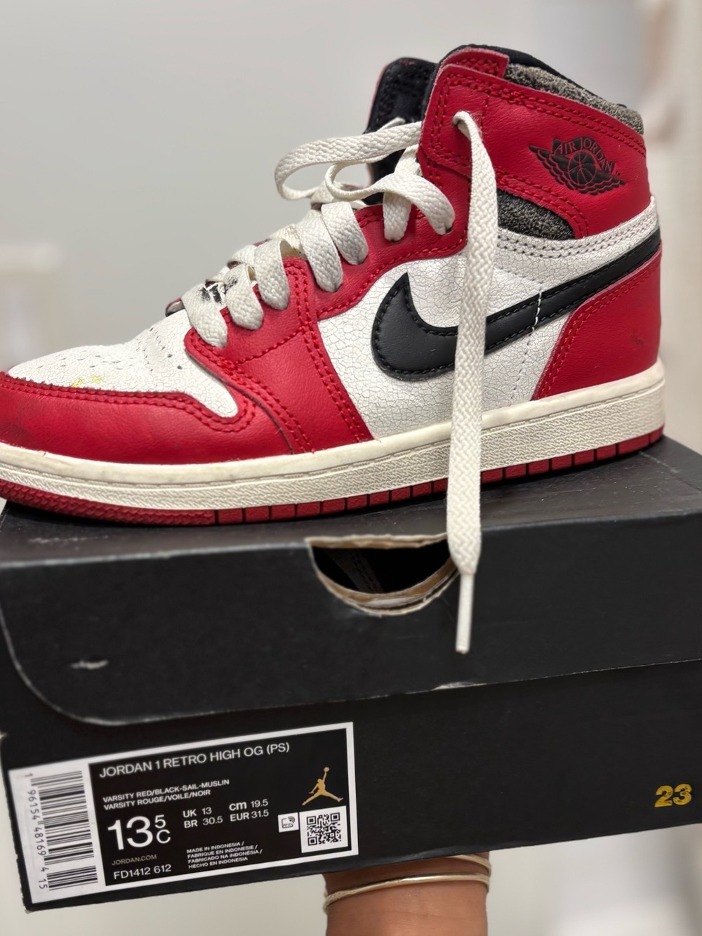 Nike Air Jordan 1 High Top in Red, White & Black